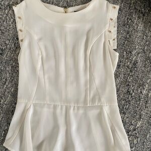 H&M Elegant Cream Sleeveless Blouse with gold studs